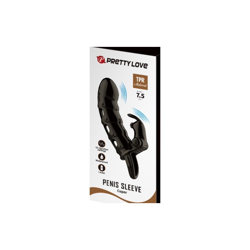Μαύρο Δονούμενο Κάλυμμα Πέους Pretty Love Cuper 19εκ