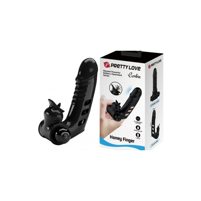Μαύρος Δονητής Κάλυμμα Δακτύλου Pretty Love Corbin 11εκ