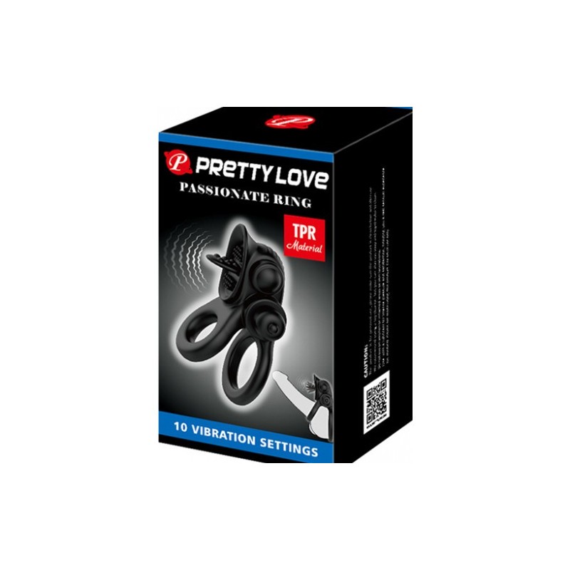 Διπλό Δαχτυλίδι Πέους &amp Όρχεων με Δόνηση Ένα Μέγεθος Pretty Love