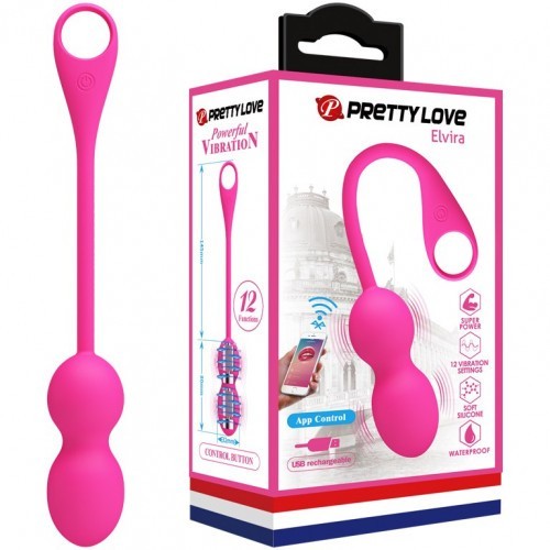 Ροζ Κολπικές Μπαλίτσες με Δόνηση μέσω εφαρμογής Pretty Love Elvira