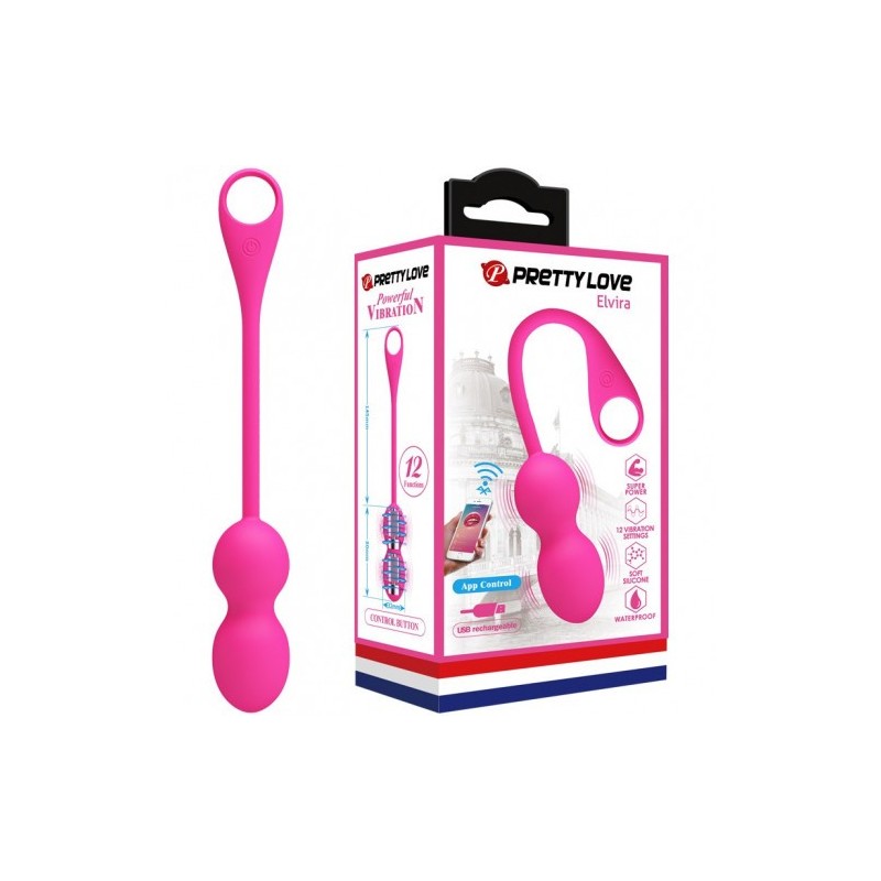 Ροζ Κολπικές Μπαλίτσες με Δόνηση μέσω εφαρμογής Pretty Love Elvira