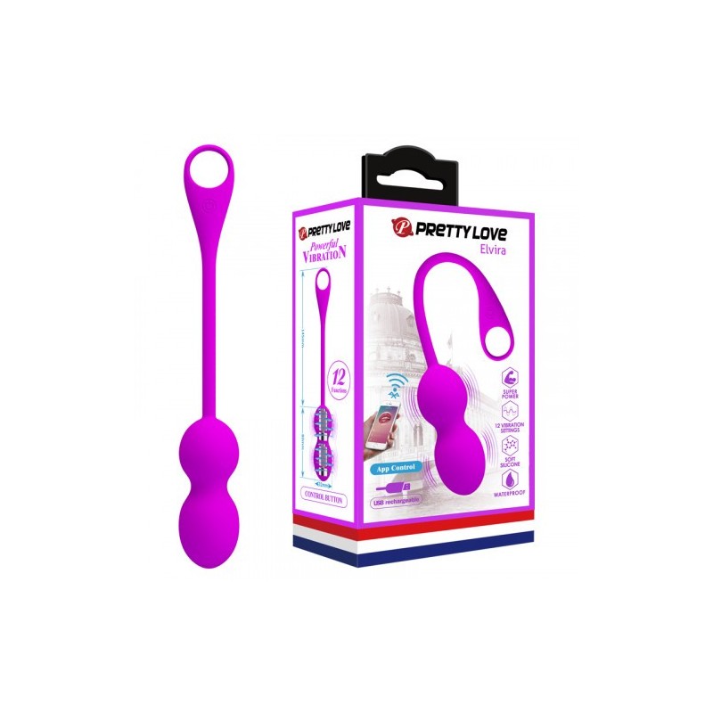 Μωβ Κολπικές Μπαλίτσες με Δόνηση μέσω εφαρμογής Pretty Love Elvira