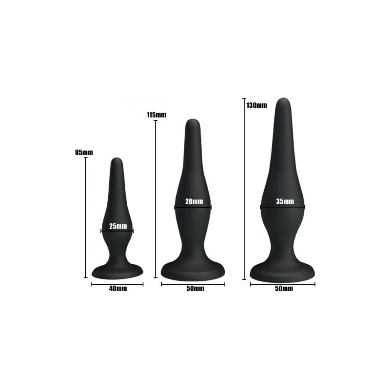 Σέτ μέ τρείς πρωκτικές σφήνες σιλικόνης Pretty Love