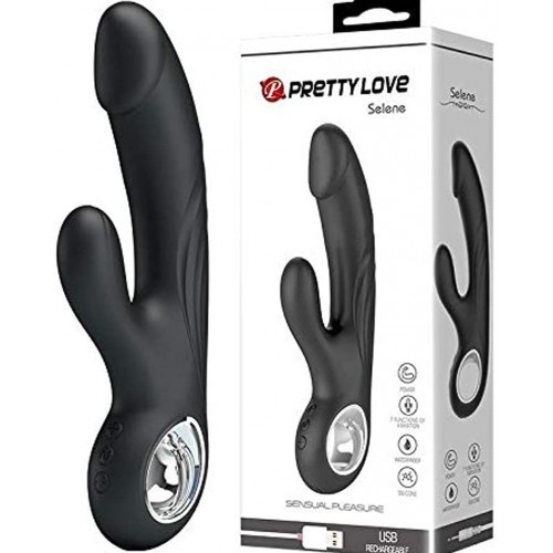 Μαύρος Rabbit επαναφορτιζόμενος δονητής σιλικόνης 19εκ