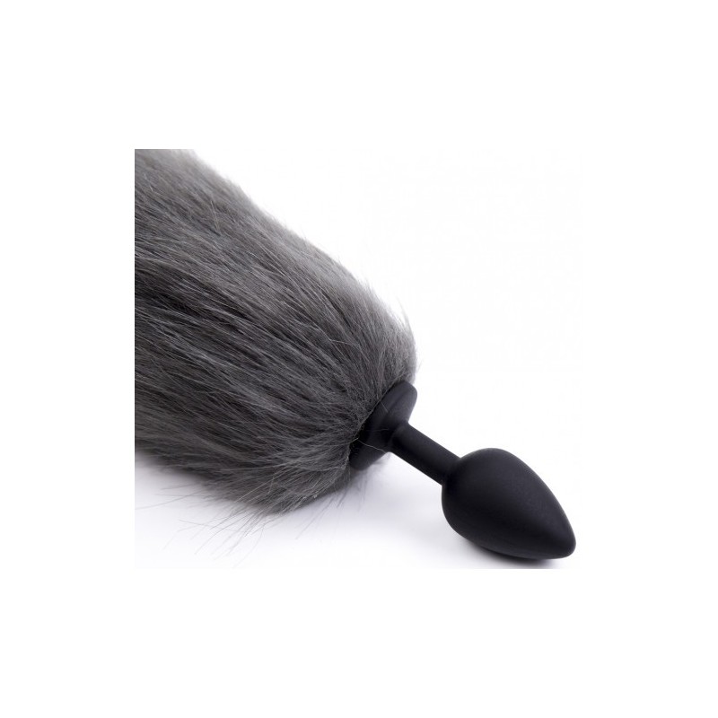 Γκρίζα με λευκή άκρη oυρά αλεπούς με σφήνα σιλικόνης ΜΙΚΡΗ