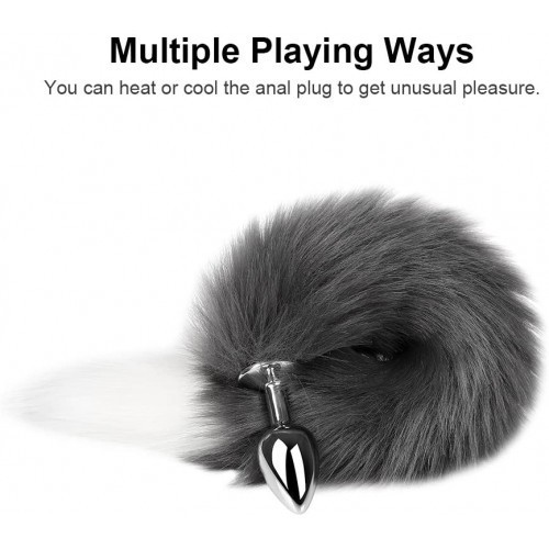 Γκρίζα με λευκή άκρη oυρά αλεπούς με μεταλλική σφήνα ΜΙΚΡΗ