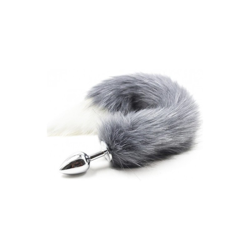 Γκρίζα με λευκή άκρη oυρά αλεπούς με μεταλλική σφήνα ΜΙΚΡΗ