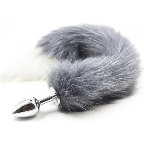 Γκρίζα με λευκή άκρη oυρά αλεπούς με μεταλλική σφήνα ΜΕΤΡΙΑ