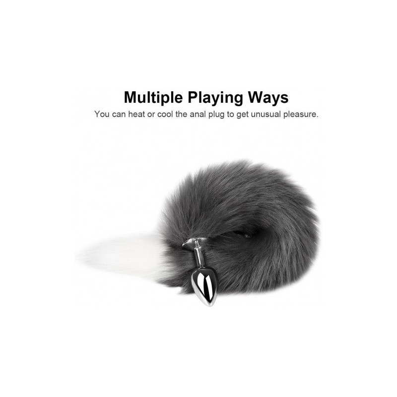 Γκρίζα με λευκή άκρη oυρά αλεπούς με μεταλλική σφήνα ΜΕΓΑΛΗ