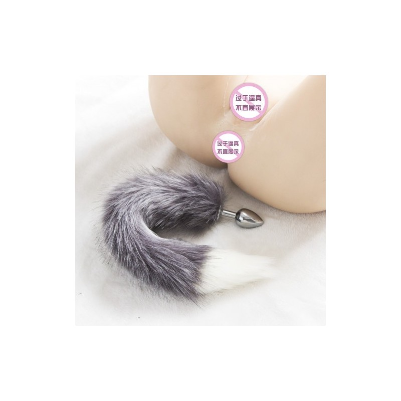 Γκρίζα με λευκή άκρη oυρά αλεπούς με μεταλλική σφήνα ΜΕΓΑΛΗ