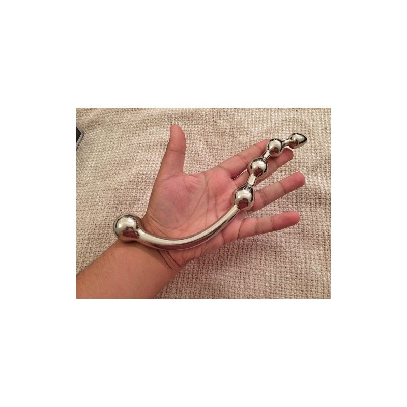 Δίπλευρο XL ατσάλινο πρωκτικό και κολπικό ντίλντο 25εκ