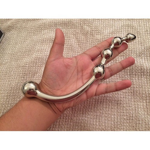 Δίπλευρο ατσάλινο πρωκτικό και κολπικό ντίλντο 19εκ