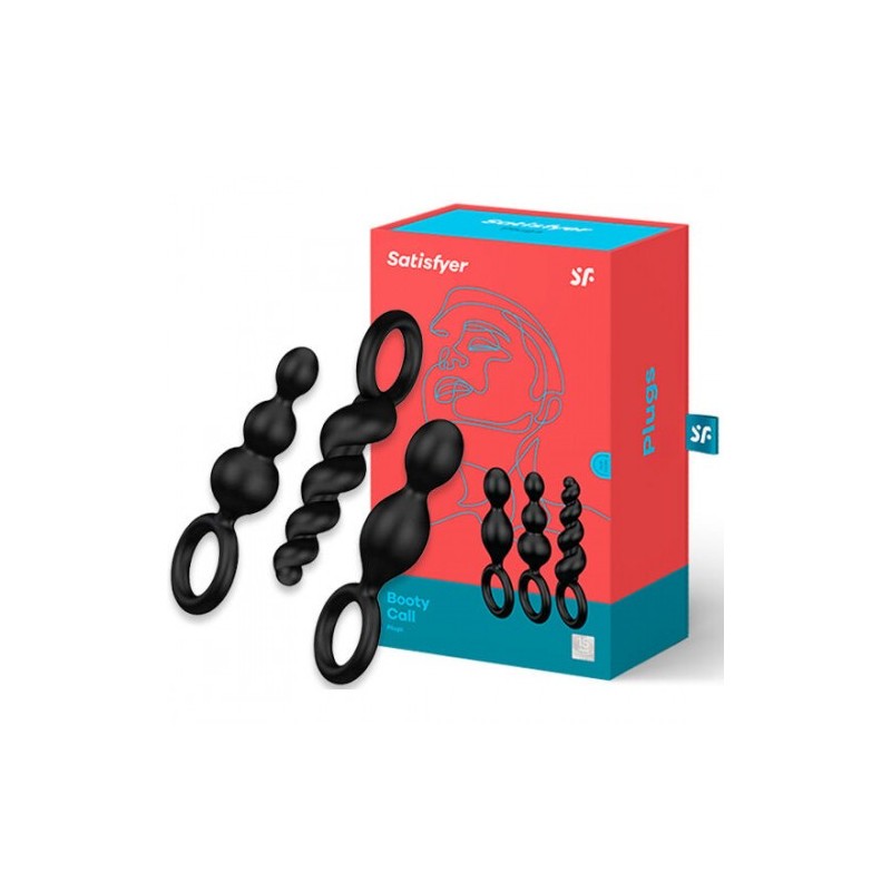 Σετ Τριών σφηνών Σιλικόνης Satisfyer Booty Call ΜΑΥΡΟ