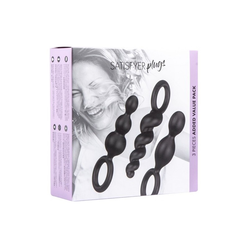 Σετ Τριών σφηνών Σιλικόνης Satisfyer Booty Call ΜΑΥΡΟ