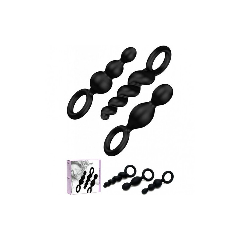 Σετ Τριών σφηνών Σιλικόνης Satisfyer Booty Call ΜΑΥΡΟ