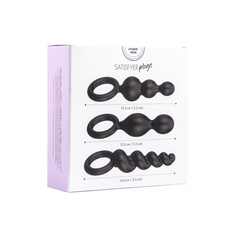 Σετ Τριών σφηνών Σιλικόνης Satisfyer Booty Call ΜΑΥΡΟ