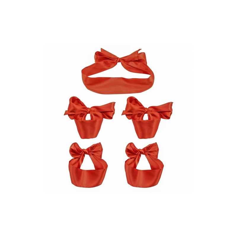 Κόκκινο Σετ Σατέν δεσμά λουριά χέρια πόδια πρόσωπο