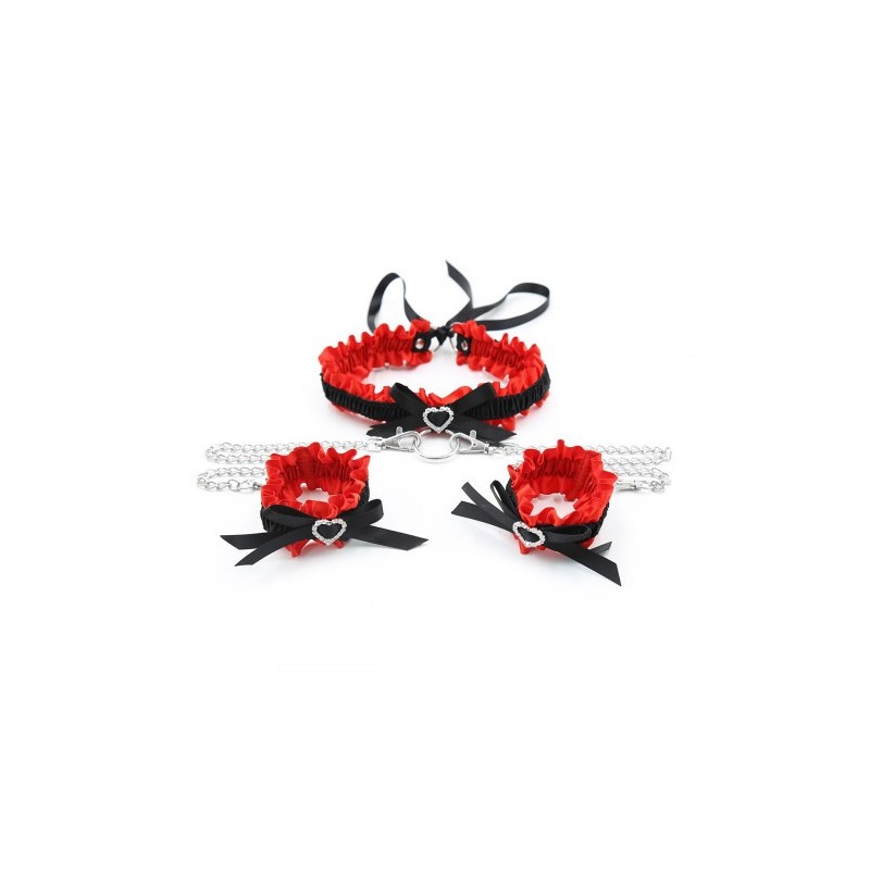Κόκκινο Κολλάρο με Συνδεδεμένες Χειροπέδες Naughty Toys
