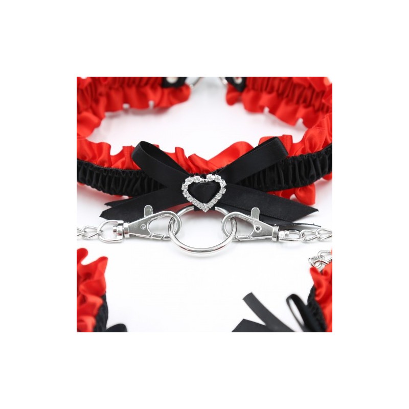 Κόκκινο Κολλάρο με Συνδεδεμένες Χειροπέδες Naughty Toys