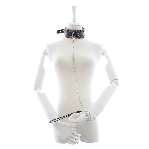 Λεοπαρδαλέ Φετιχιστικό Κολλάρο με λουρί Naughty Toys