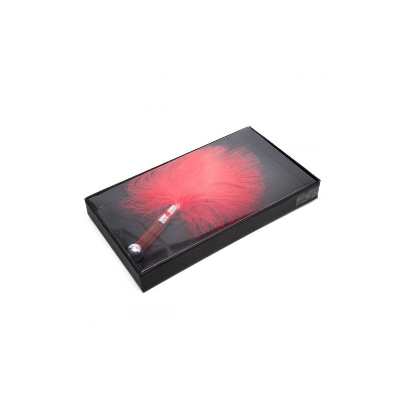 Αισθησιακή Κόκκινη πουπουλένια Γαργαλίστρα με ακρυλική χειρολαβή 17εκ