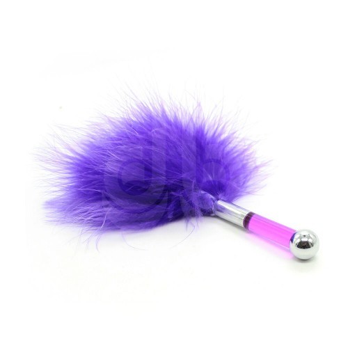 Αισθησιακή Μωβ πουπουλένια Γαργαλίστρα με ακρυλική χειρολαβή 17εκ