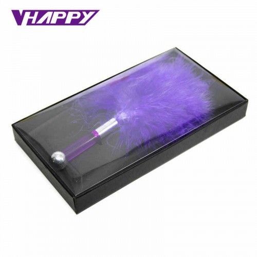 Αισθησιακή Μωβ πουπουλένια Γαργαλίστρα με ακρυλική χειρολαβή 17εκ