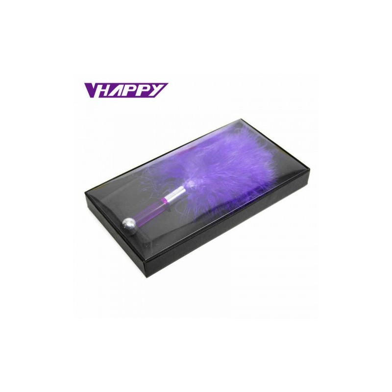 Αισθησιακή Μωβ πουπουλένια Γαργαλίστρα με ακρυλική χειρολαβή 17εκ