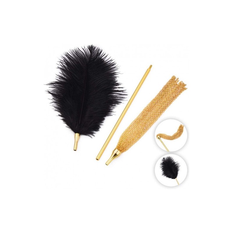 Συνδυασμός φτερωτής γαργαλίστρας και μαστίγιο με μεταλλικά νήματα λουριά