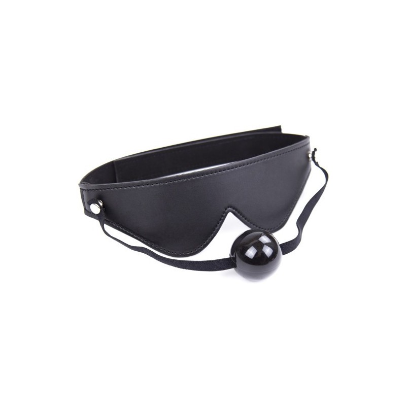 Adjustable One Size Blindfold with mouth ball gag