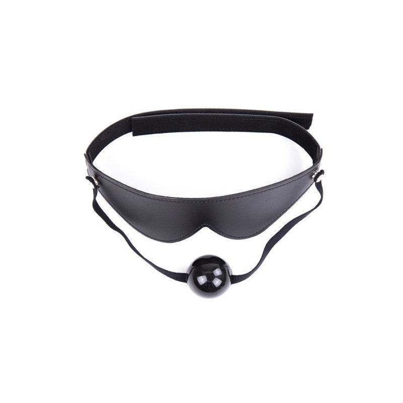 Adjustable One Size Blindfold with mouth ball gag