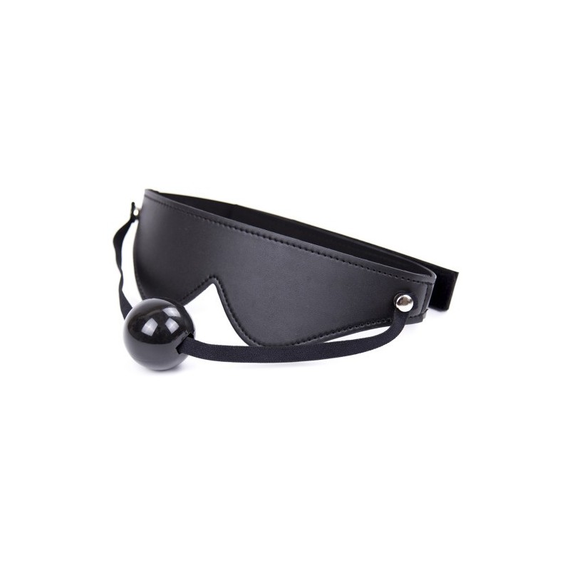 Adjustable One Size Blindfold with mouth ball gag