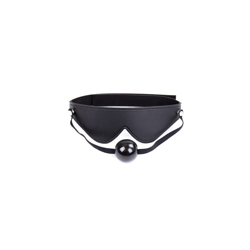 Adjustable One Size Blindfold with mouth ball gag