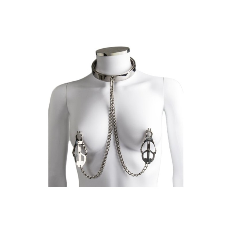 Μεταλλικοί σφικτήρες Θηλών με μεταλλικό κολλάρο Τσόκερ Naughty Toys