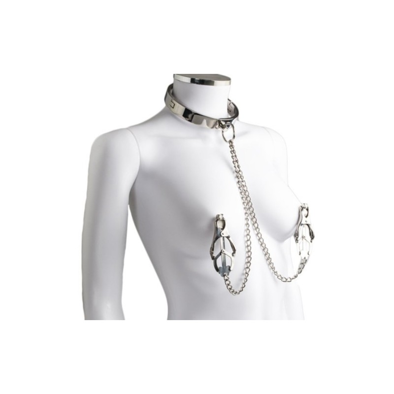 Μεταλλικοί σφικτήρες Θηλών με μεταλλικό κολλάρο Τσόκερ Naughty Toys