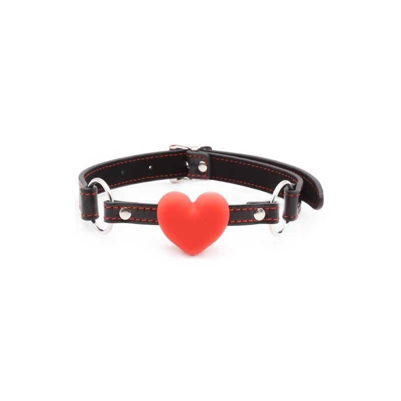 Adjustable mouth gag Red Silicone heart Ø 3.5