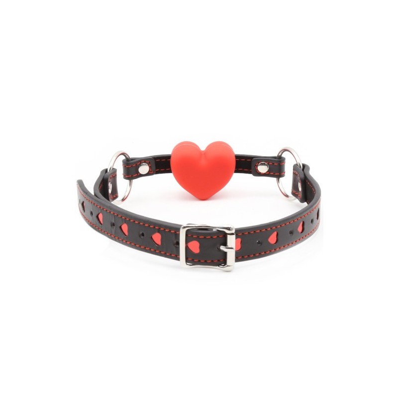Adjustable mouth gag Red Silicone heart Ø 3.5