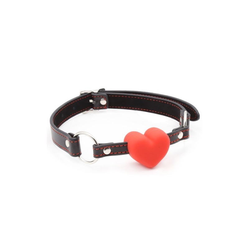 Adjustable mouth gag Red Silicone heart Ø 3.5