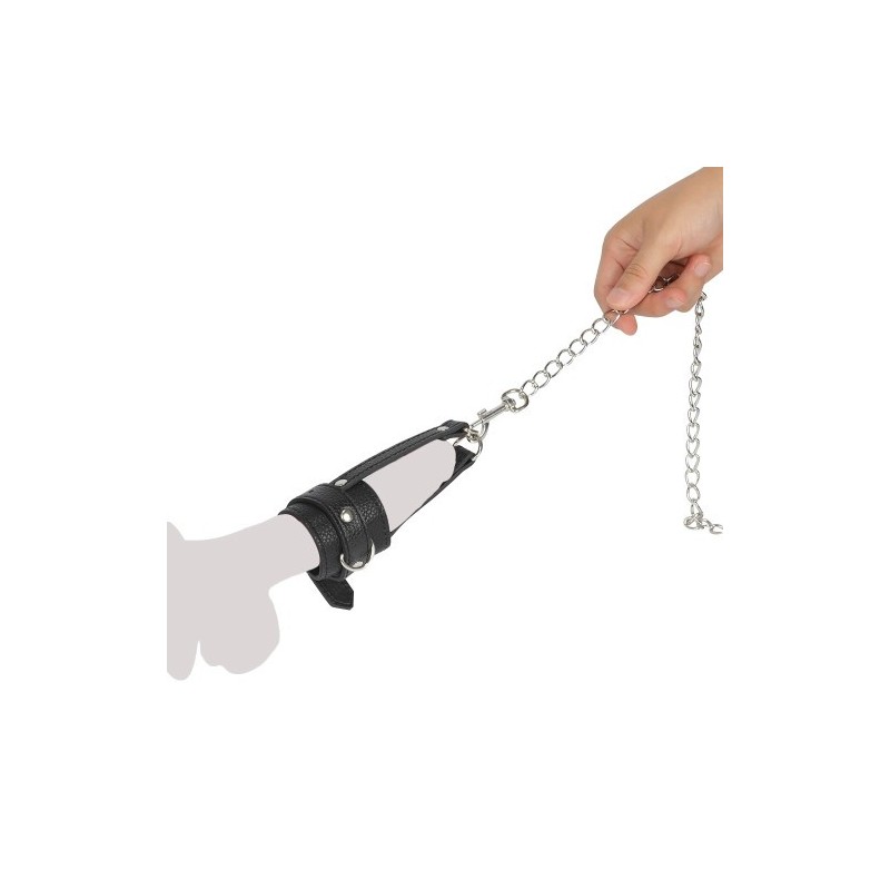 Δερμάτινο Κλουβί Πέους με Αλυσιδένιο Λουρί