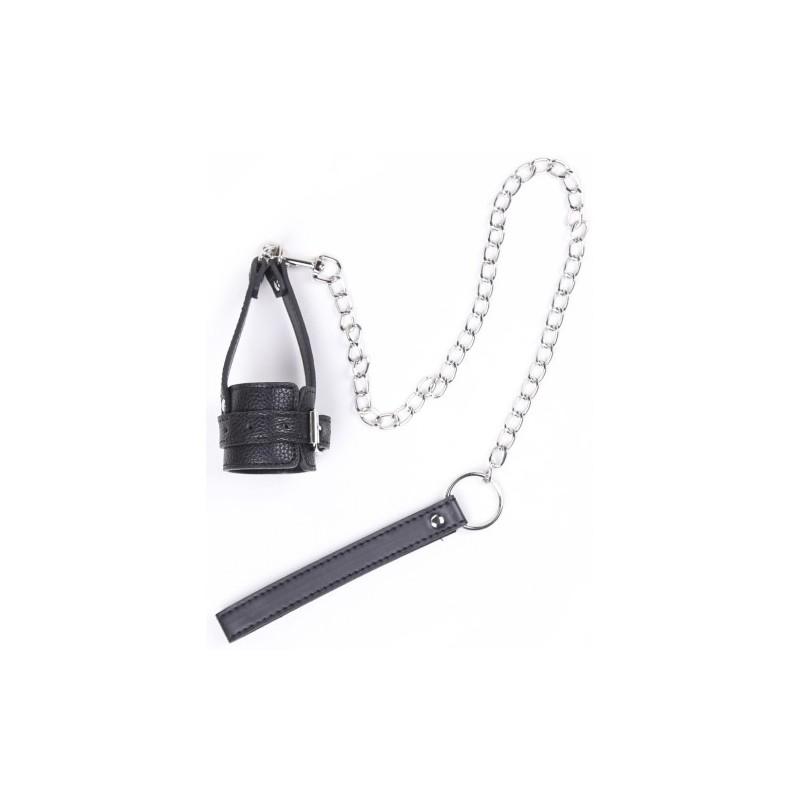 Δερμάτινο Κλουβί Πέους με Αλυσιδένιο Λουρί