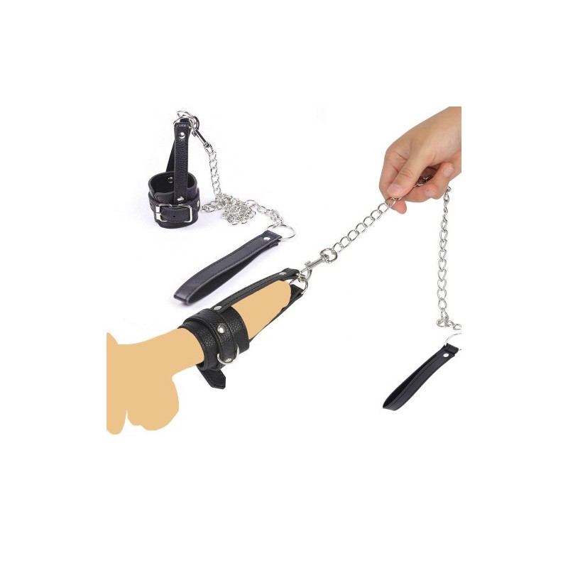 Δερμάτινο Κλουβί Πέους με Αλυσιδένιο Λουρί