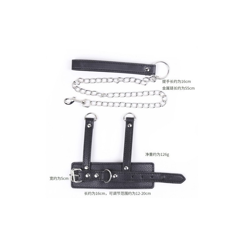 Δερμάτινο Κλουβί Πέους με Αλυσιδένιο Λουρί