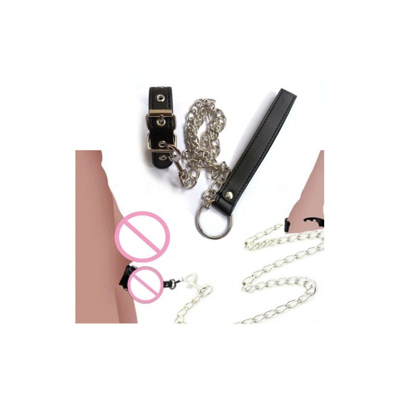 Δερμάτινο Κλουβί Πέους με Αλυσιδένιο Λουρί