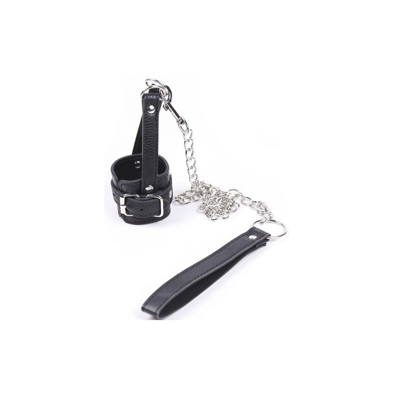 Δερμάτινο Κλουβί Πέους με Αλυσιδένιο Λουρί