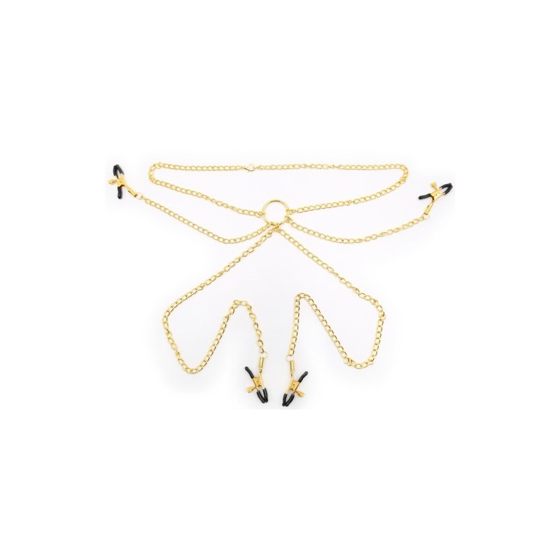 Χρυσή Αλυσίδα με Σφικτήρες Θηλών &amp Αιδοίου