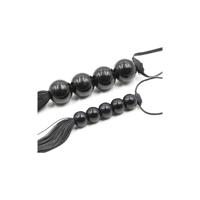 Μαύρο Μαστίγιο Σιλικόνης με Χάνδρινη Χειρολαβή Naughty Toys 45cm