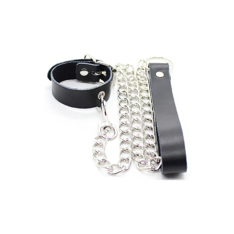 Δαχτυλίδι πέους με αποσπωμενο μεταλλική αλυσίδα λουρί