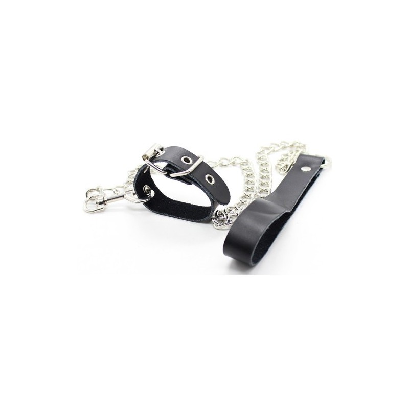 Δαχτυλίδι πέους με αποσπωμενο μεταλλική αλυσίδα λουρί