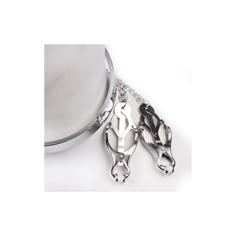 Naughty Toys Μεταλλικό κολάρο με σφιγκτήρες θηλών