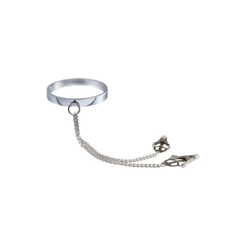 Naughty Toys Μεταλλικό κολάρο με σφιγκτήρες θηλών